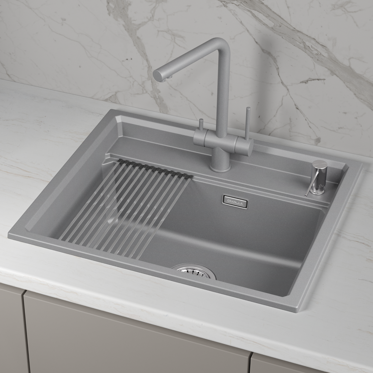 Мойка для кухни Granula Kitchen Space 6003i алюминиум, 60х51 см, прямоугольная